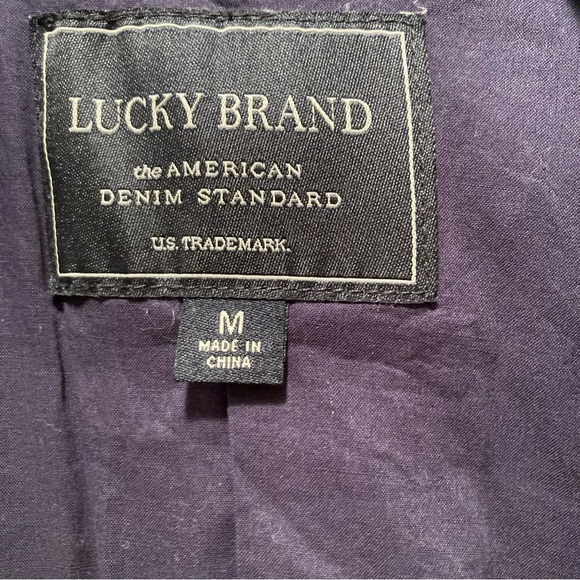 Lucky Brand Women’s Blazer Jacket M Navy Blue Linen Cotton Blend Pockets Casual - Picture 3 of 4